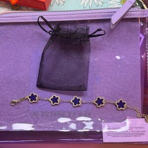 Gold and Blue Flower Bracelet